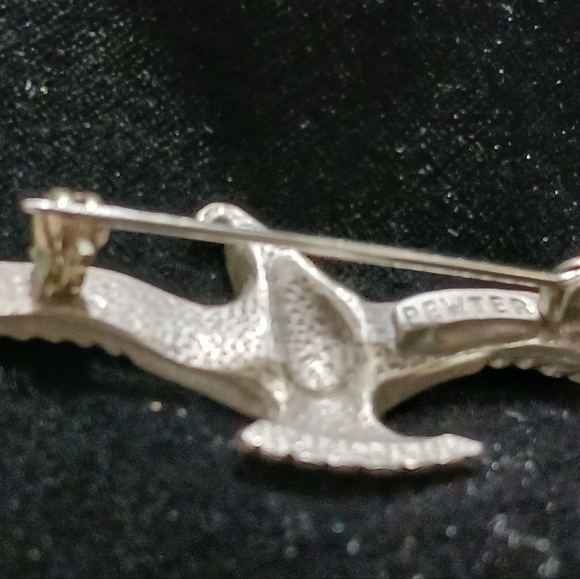 Vintage Modernist Pewter Marked Seagull Brooch Pin - Picture 5 of 8